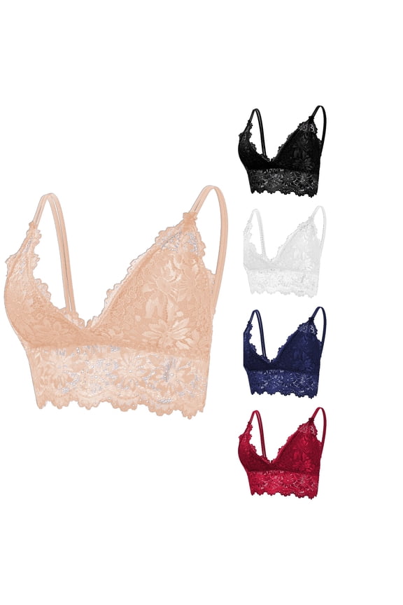 Ladies Lace Breathable Strap Wrap Hollow Out Inner Bra