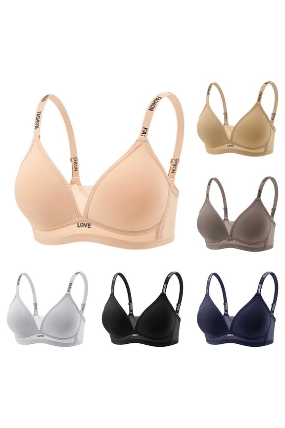 Ladies Letter Strap Seamless Wireless Support Gentle Everyday Bras
