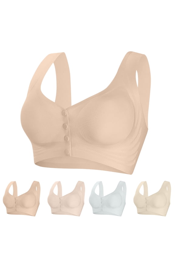 Ladies Plus Size Front Closure Fixed Cup Wireless Seamless Everyday Bras