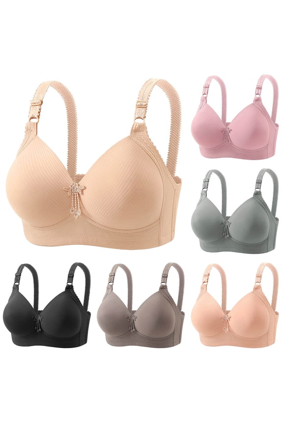 Ladies Plus Size Mesh Full Cup Gentle Breathable Daily Solid Everyday Bras
