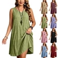 thumbnail image 1 of Antinious Ladies Plus Size V-Neck Sleeveless Knee Length Soft Versatile Daily Casual Dress, 1 of 5