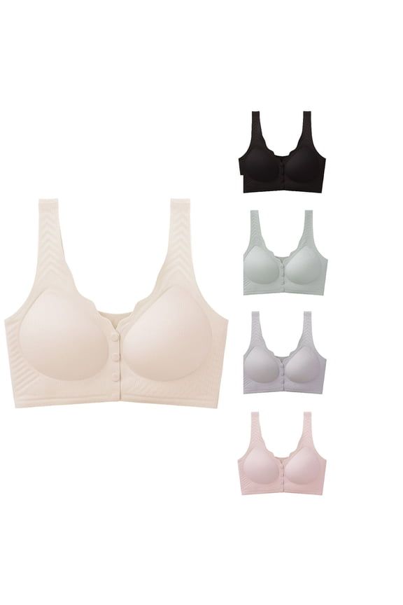Ladies Plus Size Wireless Light Fixed Cup Front Closure Nursing Inner Bra