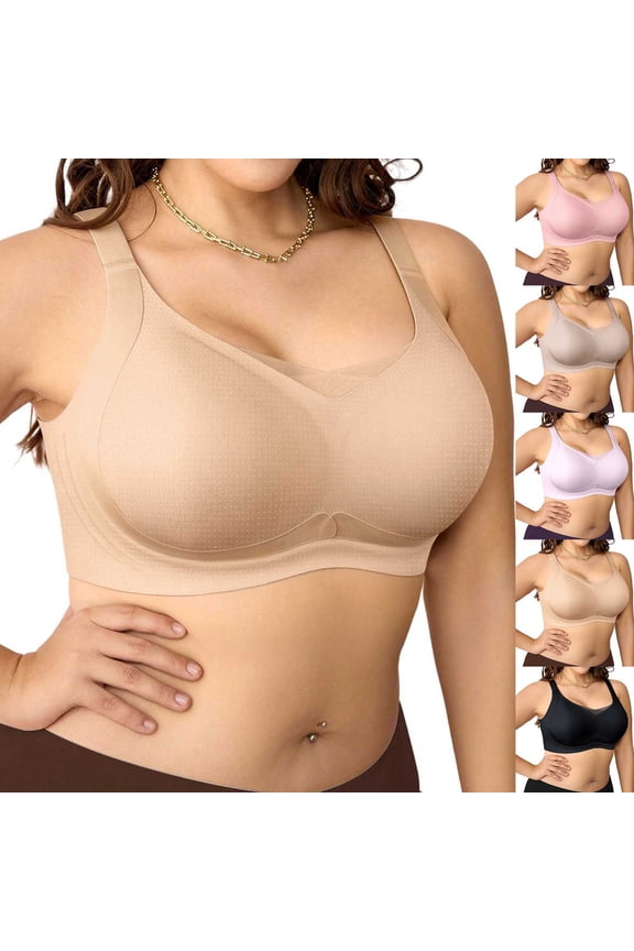 Ladies Plus Size Wireless Seamless Back Support Comfortable Everyday Bra