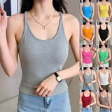 Antinious Ladies Round Neck Camisole Sleeveless Casual Daily Basic Tank ...
