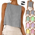 thumbnail image 1 of Antinious Ladies Round Neck Sleeveless Stripe Versatile Loose Casual Daily Summer Basic Tank Tops, 1 of 5