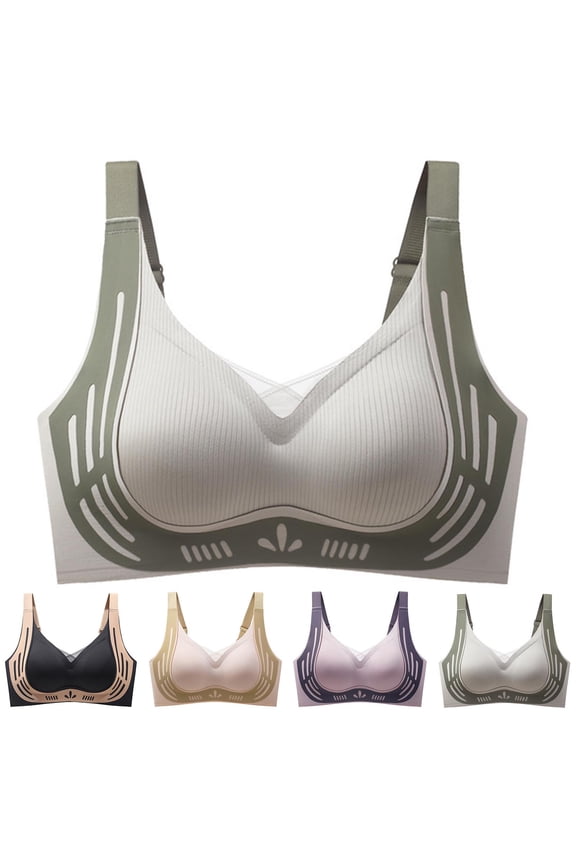 Ladies Seamless Contrast Soft Support Fixed Cup Comfortable Bras