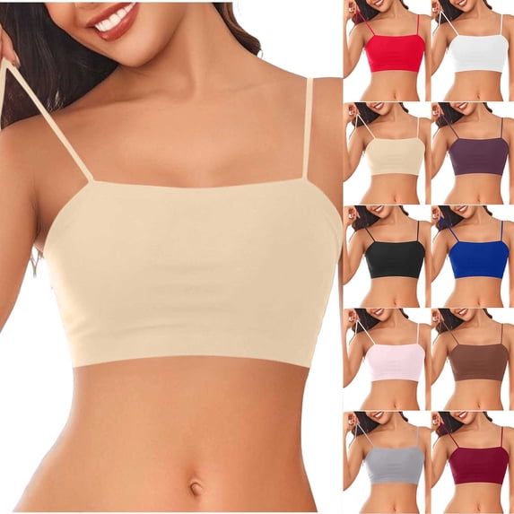 Antinious Ladies Sleeveless Solid Seamless Removable Chest Pad Support Comfortable Tank Tops
