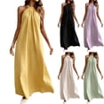 thumbnail image 1 of Antinious Ladies Solid Backless Loose Versatile Vacation Casual Dress, 1 of 5