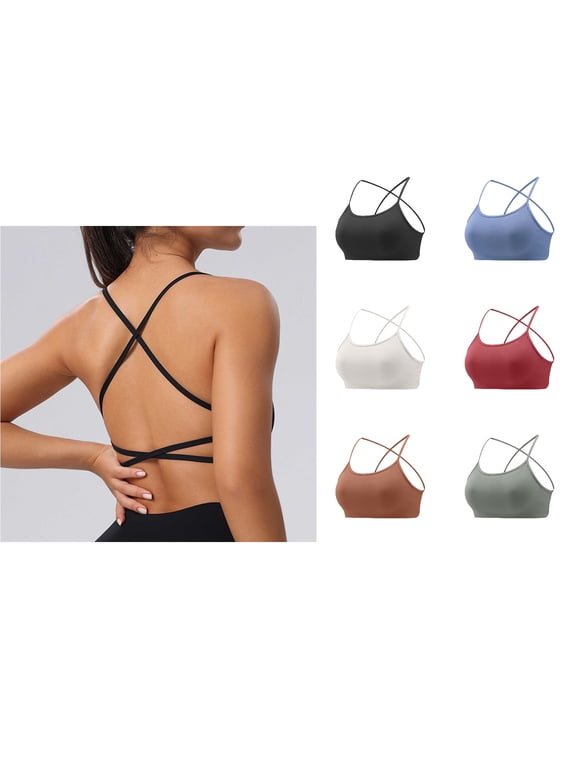 Women Sports Bras Backless Racerback Solid Breathable Yoga Supportive