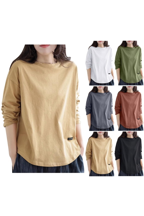 Ladies Solid Casual Round Neck Button Long Sleeve Cardigan Pocket Soft Soft Shirts