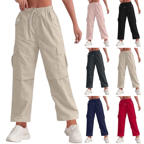 Antinious Ladies Solid High Waist Draped Breathable Loose Wide Leg Active Daily Full Length Pants