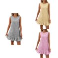 thumbnail image 1 of Antinious Ladies Solid Sleeveless Summer Breathable Casual Midi Dress, 1 of 5