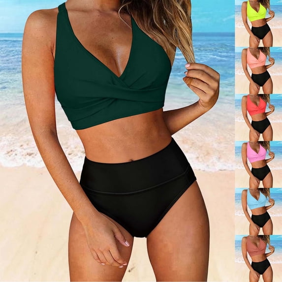Antinious Women Period Solid V-Neck Rear Short Bottom Built In Cup Wireless Balanced Stylish 2 Piece Bikinis Set