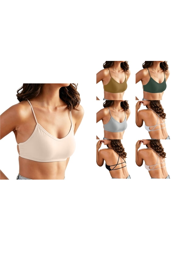Ladies Spaghetti Straps Wrap Light Breathable Soft Comfy Layered Everyday Bras