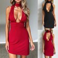 thumbnail image 1 of Antinious Women Sleeveless V-Neck Solid Casual Mini Dress, 1 of 5