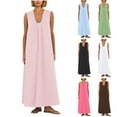 thumbnail image 1 of Antinious Ladies Summer Beach Dress,Elegant Dresses for Women,Maxi Dresses for Women Solid Camis Sleeveless Round Neck Party Dress,Hot Pink,M, 1 of 5