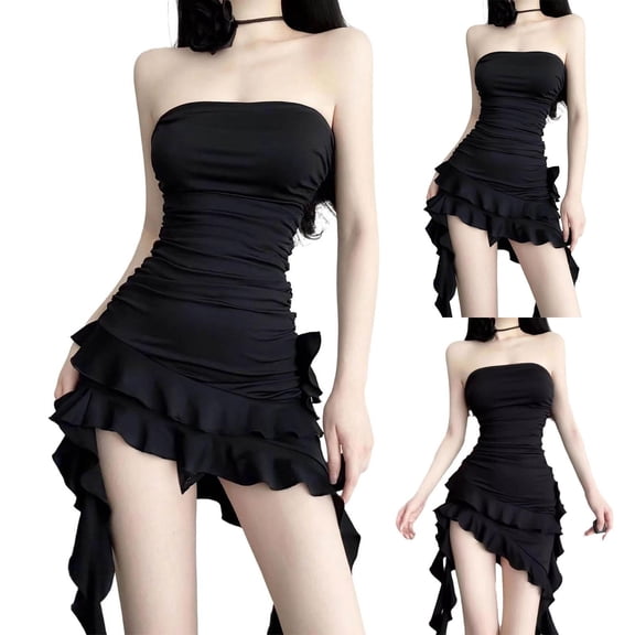 Antinious Ladies Summer Beach Dress,Elegant Dresses for Women,Mini Black Dresses for Women Sleeveless Solid Open Back Silm Party Dress,Black,XL