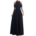 thumbnail image 1 of Antinious Ladies Summer Dress,Elegant Dresses for Women,Black Formal Evening Dresses for Women Solid High Elasticity Collar Mid-Calf Dress,Black,XL, 1 of 4