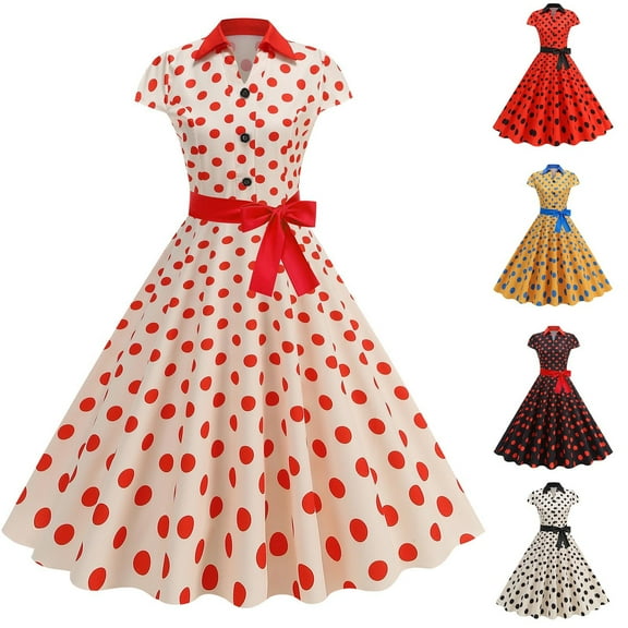 Antinious Ladies Summer Dress,Elegant Dresses for Women,Holiday Dresses for Women Short Sleeve V-Neck Casual Hem Ziper Dress,Orange,XL