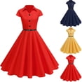 thumbnail image 1 of Antinious Ladies Summer Dress,Elegant Dresses for Women,Ladies Fashion Women Dress Short Sleeve V-Neck Slim Dress Solid Dresses,Navy,XXL, 1 of 5