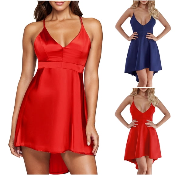 Antinious Ladies Summer Dress,Elegant Dresses for Women,Women Fashion Sleeveless V-Neck Lace Dress,Navy,S