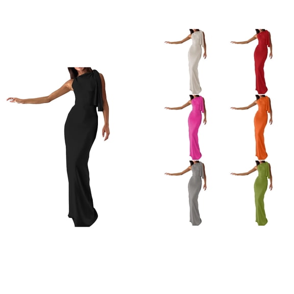 Antinious Ladies Summer Dress,Formal Party Dresses for Women,Wedding Guest Dresses for Women Solid Hanging High Slit Sleeveless Formal Evening Dresses,Red,S