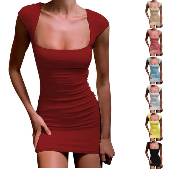 Antinious Ladies Summer Dress,Formal Party Dresses for Women,Formal Evening Dresses Solid Sleeveless Basic Mini Dresses,Sky Blue,XL