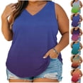 thumbnail image 1 of Antinious Ladies V-Neck Sleeveless Gradient Print Plus Size Casual Daily Tank Tops, 1 of 5