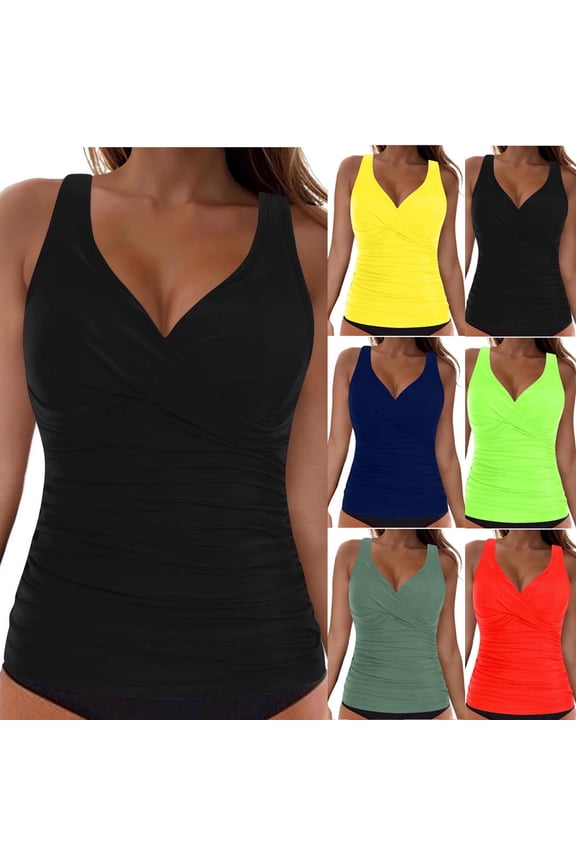 Ladies V-Neck Solid Bikini Top Constructed With Comfortable Inner Lining Layer