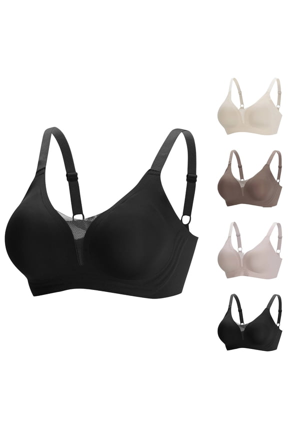 Ladies Wireless Deep Neck 1 Piece Seamless Sports Gathered Inner Bra