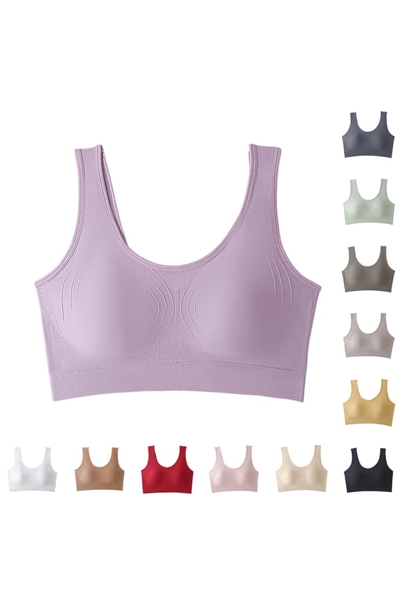 Ladies Wireless Wide Strap Beautiful Back Fixed Cup Gathered Everyday Bras
