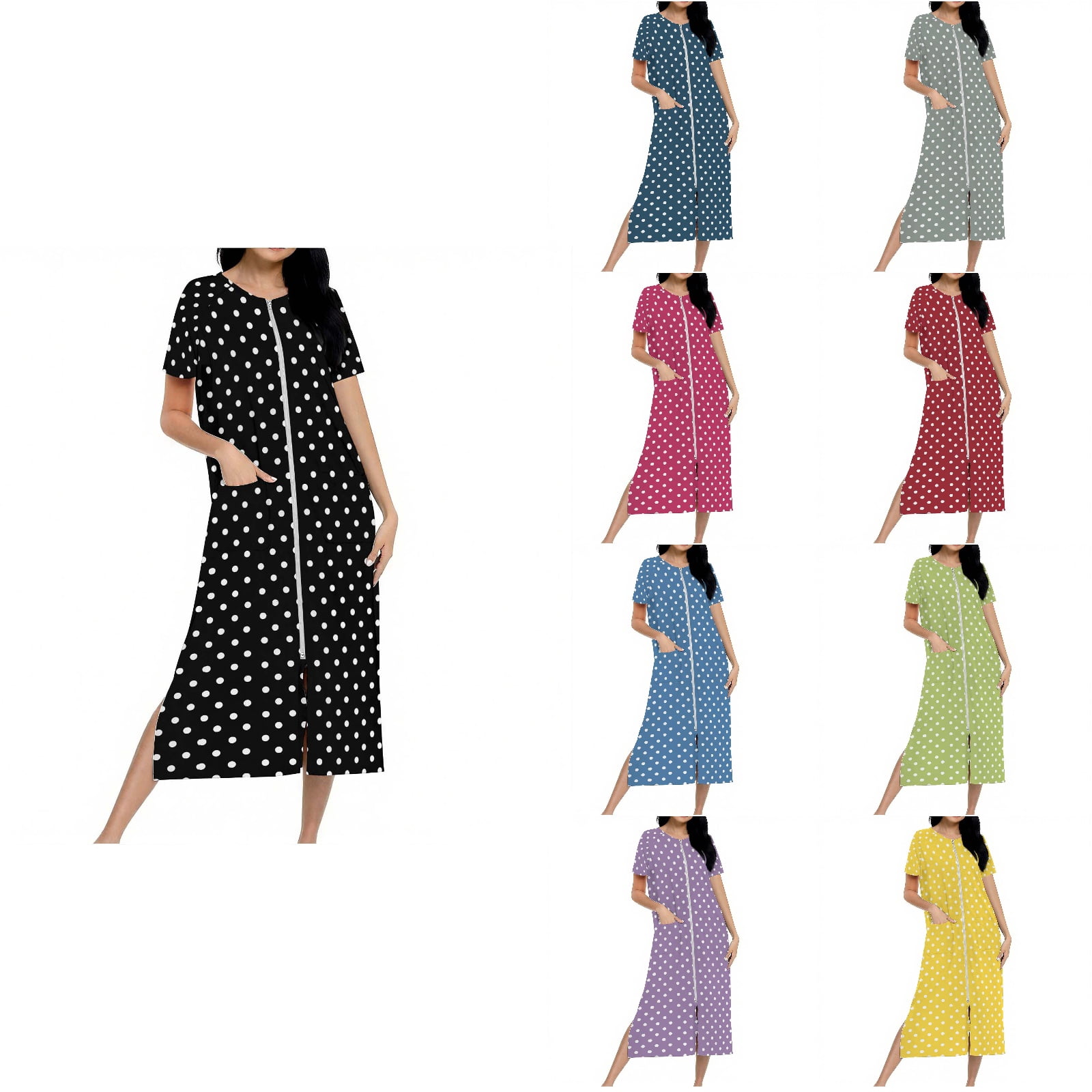 Antinious Ladies Zip Front Short Sleeve Gradient Print Pocket Knitted ...