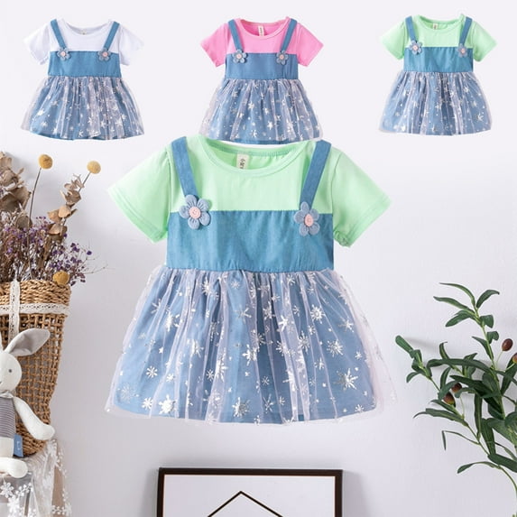 Antinious Little Girls Summer Dress,Toddler Girl Casual Dress,1-4 Years Summer Infants And Toddlers Printed Cotton Short-sleeved Dress Children's Dress,Red,12 Months