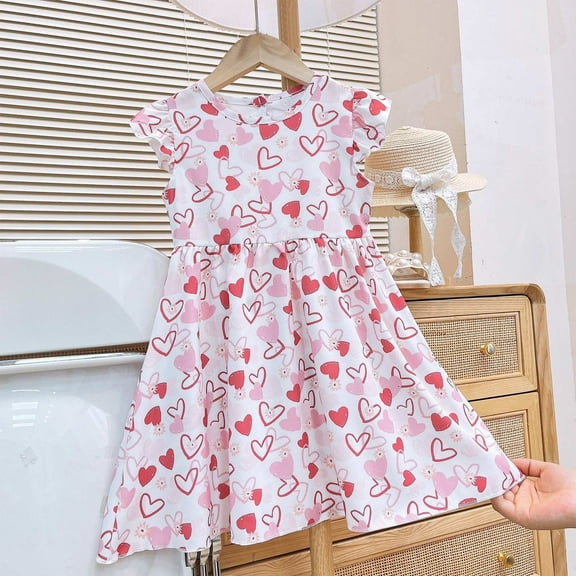 Antinious Little Girls Summer Dress,Toddler Girl Casual Dress,Children's Summer Flying Sleeves Small Floral Dress Comfortable Sleeveless Round-Neck Long Skirt For Kids,Multicolor,140