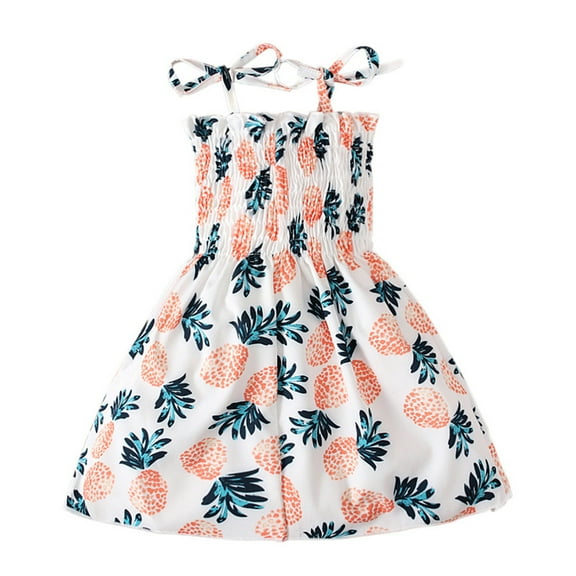 Antinious Little Girls Summer Dress,Toddler Girl Casual Dress,Girls Summer Style Sweet Print Sleeveless Dresses-6 Years,Orange,5 Years