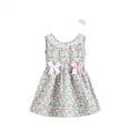 thumbnail image 1 of Antinious Little Girls Summer Dress,Toddler Girl Casual Dress,Lace Floral Dresses Hair Clips Summer Children's Skirts Plaid Girls Dresses 1-5 Years,White,2 Years, 1 of 5