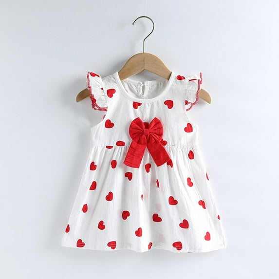 Antinious Little Girls Summer Dress,Toddler Girl Casual Dress,Summer Girls' Stylish Princess Dress Children's Floral Dress Children's Flying Sleeve Dress Kids Summer Outfit,Red,110