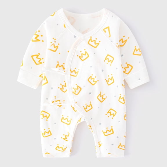 Antinious Long Sleeve Bodysuits for Kids,Boys And Girls Summer Bodysuit,Child Boneless Printing Newborn Lace Up Button Round Neck Long Sleeved Long Rompers,White,73