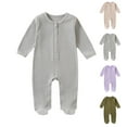 thumbnail image 1 of Antinious Long Sleeve Bodysuits for Kids,Boys And Girls Summer Bodysuit,Children's Solid Color Clothes Romper With Foot Bag Foot Bag Fart Bag Crawling Clothes,Gray,66, 1 of 3