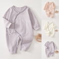 thumbnail image 1 of Antinious Long Sleeve Bodysuits for Kids,Boys And Girls Summer Bodysuit,Male And Female Babies Bodysuit Solid Color Button Long Sleeved Round Neck Jumpsuit,Purple,59, 1 of 3