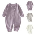 thumbnail image 1 of Antinious Long Sleeve Bodysuits for Kids,Boys And Girls Summer Bodysuit,Male And Female Babies Bodysuit Solid Color Button Long Sleeved Round Neck Jumpsuit,White,66, 1 of 5