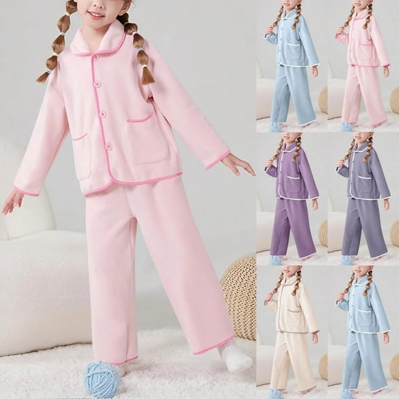 Antinious A Long-Sleeved Solid Color Casual Home Wear Set Suitable for Both Boys and Girls,Toddler Winter Long Sleeve Sleepwear Outfits Sets,Children's Solid Color Casual Home Set,Yellow,110