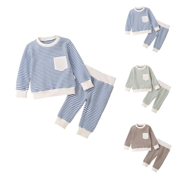 Antinious Winter Boys Girls Long Sleeve Outfits,Toddler Casual Pajams Set,Fashion Girls Casual Long Sleeve Round Neck Collar Botton Solid Long Pants Sets,Brown,70