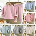 thumbnail image 1 of Antinious A Long-Sleeved Solid Color Casual Home Wear Set Suitable for Both Boys and Girls,Toddler Winter Long Sleeve Sleepwear Outfits Sets,Kids Thickened Winter Home Clothes Pajamas Set,Pink,140, 1 of 5