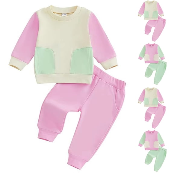 Antinious Winter Boys Girls Long Sleeve Outfits,Toddler&nbsp;Casual&nbsp;Pajams&nbsp;Set,Fashion Girls And Boys'Kids Casual Long Sleeve Round Neck Printed Long Pants Sets,Pink,90