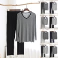 thumbnail image 1 of Antinious Men V-Neck Long Sleeves Casual Sleep Full Length Pants Loose Pajama Set, 1 of 1