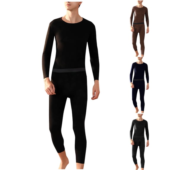Antinious Men Oversized Comfortable Pajama Set Loose Round Neck Long Sleeve Solid Pants Fall Winter Sleepwear
