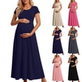 thumbnail image 1 of Antinious Maternity Comfortable Short Sleeve Bodycon Solid Long Style Dress, 1 of 5
