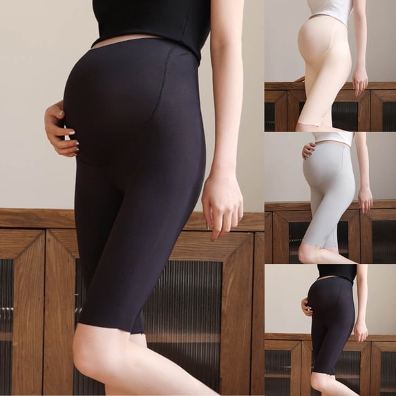 Antinious Maternity Solid Delicate Elastic Versatile Pregnant Yoga Daily Half Shorts Pants