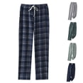 thumbnail image 1 of Antinious Men Check Crew Neck Elastic Waist Loose Soft Versatile Pajama Full Length Pants, 1 of 5